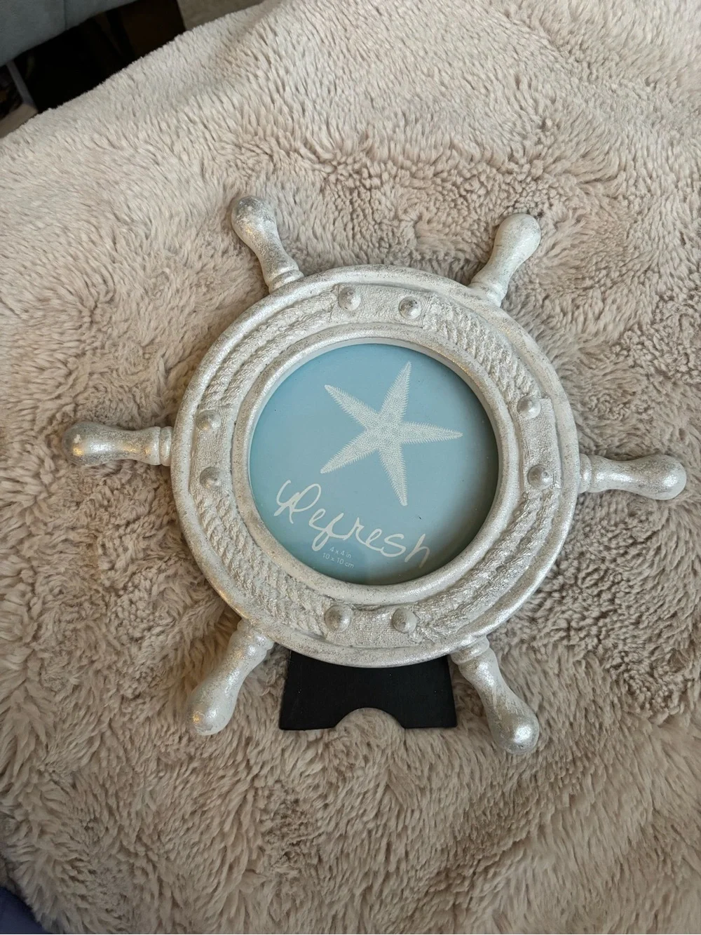 Coastal White Ship Wheel Photo Frames - Set of 2